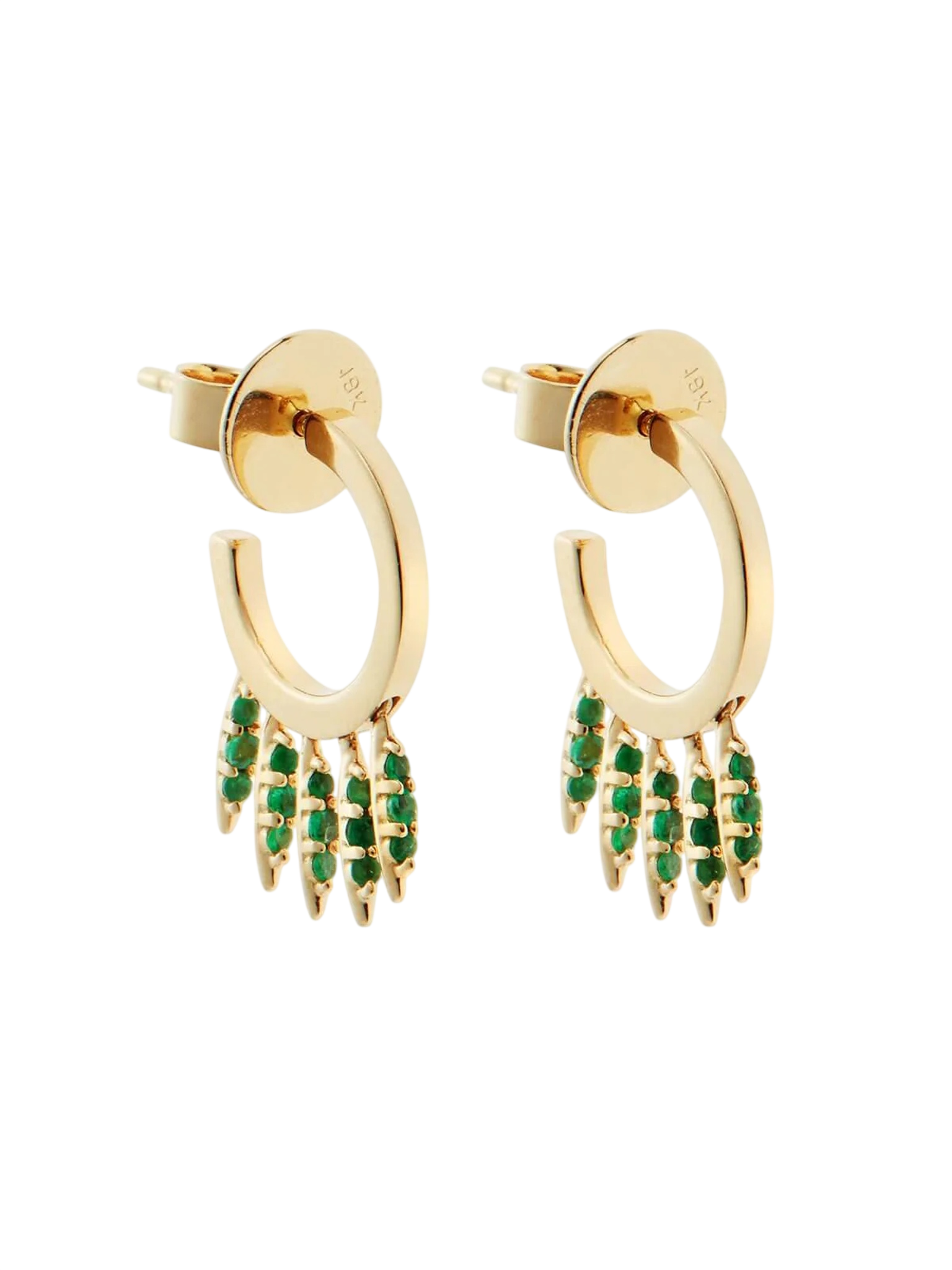 Grass Fringe Mini Hoops With Emeralds